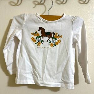 EUC Janie and Jack Girls Embroidered Horse Flowers Long Sleeve Top 12-18 mths